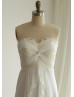 Strapless Lace Chiffon Full Length Wedding Dress